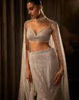 Silver Fit & Flare Trail Skirt Set