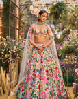 Multi-Coloured Floral Lehenga Set