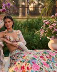 Multi-Coloured Floral Lehenga Set
