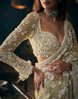 Sage Green Three-Dimensional Saree