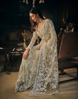 Sage Green Three-Dimensional Saree