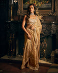 Gold Mirror work saree 1