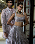 Rose Gold Mirror Work Lehenga Set