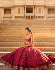 Dark Red Gold Zardosi Lehenga Set