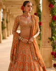 Burnt Orange Zardosi Lehenga Set