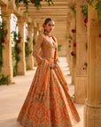 Burnt Orange Zardosi Lehenga Set