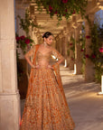 Rust Zardosi Cut Work Lehenga Set