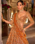 Rust Zardosi Cut Work Lehenga Set