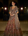 Antique Gold Maroon Lehenga Set
