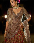 Antique Gold Maroon Lehenga Set