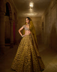 Green Velvet Zardosi Lehenga Set