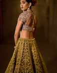 Green Velvet Zardosi Lehenga Set