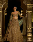 Antique Gold Sequin Lehenga Set