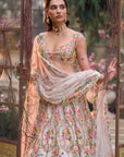 Multi-Coloured Floral Lehenga Set