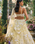 Lime Yellow Floral Lehenga Set