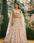 Powder Peach Floral Lehenga Set