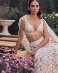 Nude Floral Lehenga Set