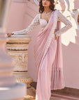 Powder Pink Draped Dori Saree