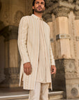 Beige Pearl Open Sherwani Set