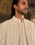 Beige Pearl Open Sherwani Set