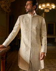 Nude Geometric Sherwani Set