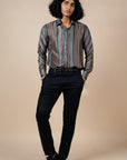 Turquoise - Brown Chevron Shirt
