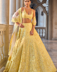 Yellow Cut Work Lehenga Set
