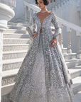 Silver Cut Work Jacket Lehenga Set