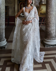 Ivory Three-Dimensional Saree