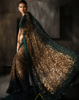 Green And Gold Cutwork Saree