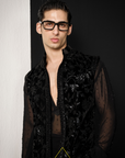 Black Velvet Floral Nehru