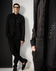 Black Applique Nehru Jacket