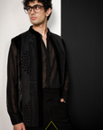Black Applique Work Nehru