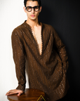 Espresso Brown Chanderi Kurta With Patra Work