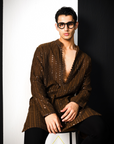 Espresso Brown Chanderi Kurta With Patra Work
