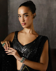 Black Ombré Drape Saree