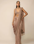 Bronze Rosé Satin Draped Saree Set