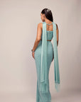 Powder Blue Single Drop Draped Skirt Set