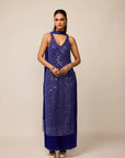 Cocktail Blue V Neck Kurta Set