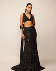 Black Fishcut Lehenga Set