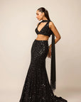 Black Fishcut Lehenga Set