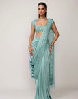 Powder Blue Draped Saree Set