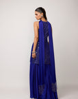 Cocktail Blue Satin Sharara Set