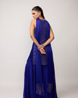 Cocktail Blue Satin Sharara Set