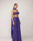 Cocktail Blue Blouse With Sharara Set
