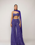 Cocktail Blue Blouse With Sharara Set