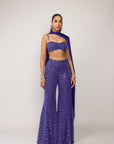 Cocktail Blue Blouse With Sharara Set