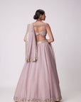 Ash Pink Mirror Hand Embroidered Lehenga Set