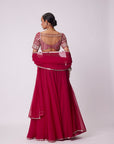 Crimson Red Lehenga Pant Set