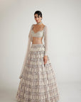 Ash Pink Chandelier Pearl Lehenga Set